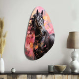 Pink Black Horse Vibrant Pink Equine - Asymmetric Metal Wall Art