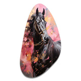 Pink Black Horse Vibrant Pink Equine - Asymmetric Metal Wall Art