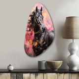 Pink Black Horse Vibrant Pink Equine - Asymmetric Metal Wall Art