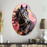 Pink Black Horse Vibrant Pink Equine - Asymmetric Metal Wall Art