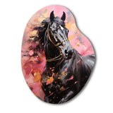 Pink Black Horse Vibrant Pink Equine - Asymmetric Metal Wall Art