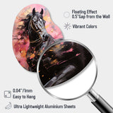 Pink Black Horse Vibrant Pink Equine - Asymmetric Metal Wall Art