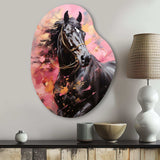 Pink Black Horse Vibrant Pink Equine - Asymmetric Metal Wall Art