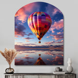 Orange Hot Air Ballon Horizon IV - Asymmetric Metal Wall Art