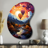 Orange Hot Air Ballon Collage II - Asymmetric Metal Wall Art