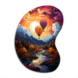 Orange Hot Air Ballon Collage II - Asymmetric Metal Wall Art