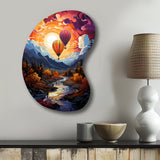 Orange Hot Air Ballon Collage II - Asymmetric Metal Wall Art