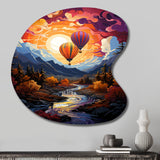 Orange Hot Air Ballon Collage II - Asymmetric Metal Wall Art