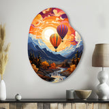 Orange Hot Air Ballon Collage II - Asymmetric Metal Wall Art