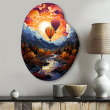 Orange Hot Air Ballon Collage II - Asymmetric Metal Wall Art