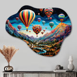 Teal Hot Air Ballon Mosaic - Asymmetric Metal Wall Art