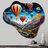 Teal Hot Air Ballon Mosaic - Asymmetric Metal Wall Art