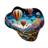 Teal Hot Air Ballon Mosaic - Asymmetric Metal Wall Art