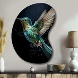 Teal Black Hummingbird Aerial Grace - Asymmetric Metal Wall Art