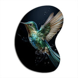 Teal Black Hummingbird Aerial Grace - Asymmetric Metal Wall Art