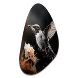 Black White Hummingbird Energetic - Asymmetric Metal Wall Art