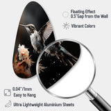 Black White Hummingbird Energetic - Asymmetric Metal Wall Art