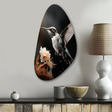 Black White Hummingbird Energetic - Asymmetric Metal Wall Art