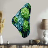 Green Blue Hydrangea Emerald Blooms - Asymmetric Metal Wall Art