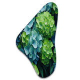 Green Blue Hydrangea Emerald Blooms - Asymmetric Metal Wall Art