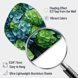 Green Blue Hydrangea Emerald Blooms - Asymmetric Metal Wall Art