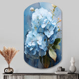 Blue Hydrangea Subtle Serenade - Asymmetric Metal Wall Art