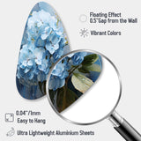 Blue Hydrangea Subtle Serenade - Asymmetric Metal Wall Art