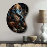 Teal Gold Indian Art Mystic Ganesha - Asymmetric Metal Wall Art