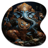 Teal Gold Indian Art Mystic Ganesha - Asymmetric Metal Wall Art