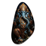 Teal Gold Indian Art Mystic Ganesha - Asymmetric Metal Wall Art