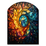 Colorful Indian Art Mystic Rangoli III - Asymmetric Metal Wall Art