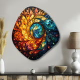 Colorful Indian Art Mystic Rangoli III - Asymmetric Metal Wall Art