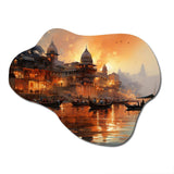 Indian Art Sunset At - Asymmetric Metal Wall Art