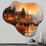 Indian Art Sunset At - Asymmetric Metal Wall Art