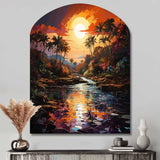 Indian Art Tropical Paradise III - Asymmetric Metal Wall Art