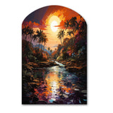 Indian Art Tropical Paradise III - Asymmetric Metal Wall Art