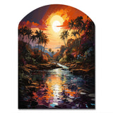 Indian Art Tropical Paradise III - Asymmetric Metal Wall Art