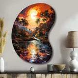 Indian Art Tropical Paradise III - Asymmetric Metal Wall Art