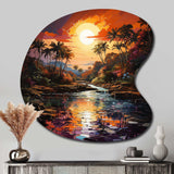 Indian Art Tropical Paradise III - Asymmetric Metal Wall Art