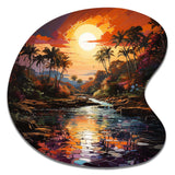 Indian Art Tropical Paradise III - Asymmetric Metal Wall Art