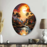 Indian Art Tropical Paradise III - Asymmetric Metal Wall Art