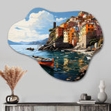 Beige Italy Cinque Terre I - Asymmetric Metal Wall Art