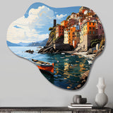 Beige Italy Cinque Terre I - Asymmetric Metal Wall Art