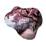 Japon Art Cherry Blossom Pink Path - Asymmetric Metal Wall Art