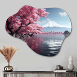 Japon Art Pink Mount Fuji II - Asymmetric Metal Wall Art