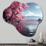 Japon Art Pink Mount Fuji II - Asymmetric Metal Wall Art