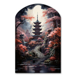 Japon Art Mystical Pagoda - Asymmetric Metal Wall Art