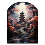 Japon Art Mystical Pagoda - Asymmetric Metal Wall Art