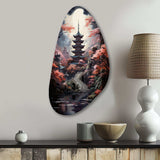 Japon Art Mystical Pagoda - Asymmetric Metal Wall Art