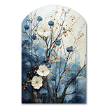 Japon Art Blue Serene Zen Minamlism Landscape II - Asymmetric Metal Wall Art